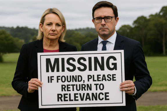 Two people holding a "Missing" sign. Two people holding a "Missing" sign.