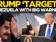 Trump warning Venezuela, missile launch imagery.