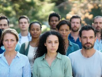 Diverse group of people standing together.