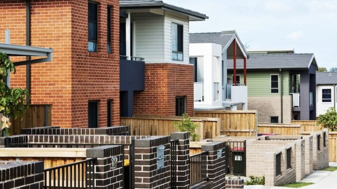 Modern suburban homes with diverse architectural styles.