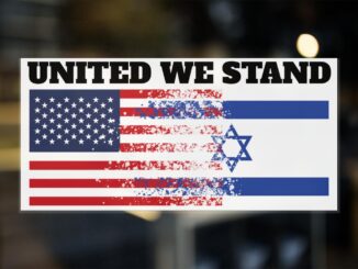 United States and Israel flags, "United We Stand.
