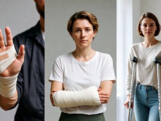 People with various arm and leg injuries.