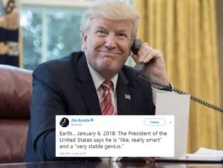 Man on phone with tweet overlay.