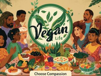 Diverse group enjoying a vegan meal together.