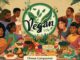 Diverse group enjoying a vegan meal together.
