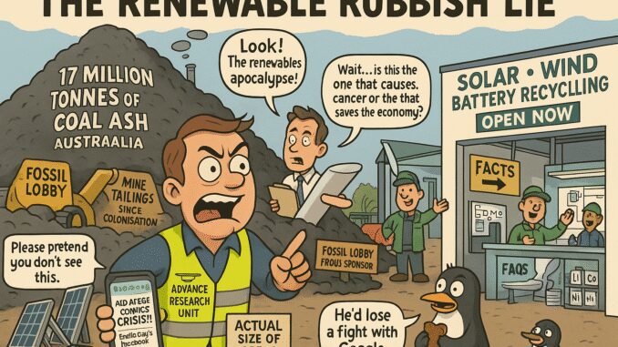 Cartoon critiquing renewable energy and coal industry. Cartoon critiquing renewable energy and coal industry.