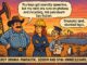 Cartoon of energy debate in industrial setting.