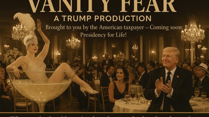 Vanity Fear poster with Trump and dancer. Vanity Fear poster with Trump and dancer.