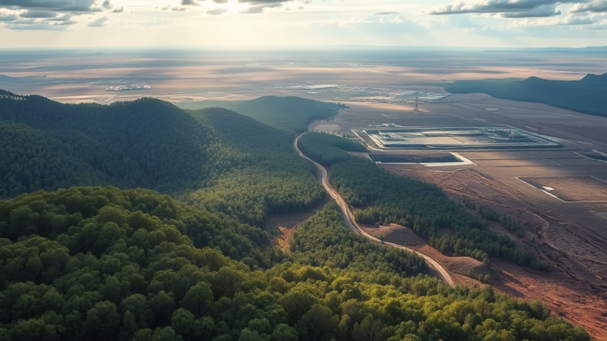 Aerial view of landscape with forests. Aerial view of landscape with forests.