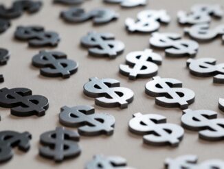 Multiple black and silver dollar signs scattered.