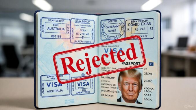 Passport with "Rejected" stamp and visa stamps. Passport with "Rejected" stamp and visa stamps.