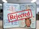 Passport with "Rejected" stamp and visa stamps.