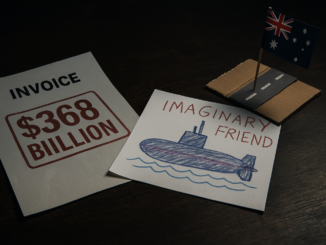 Invoice and submarine drawing with Australian flag.