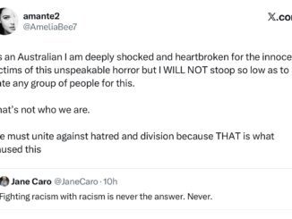 Social media post about unity against hatred.