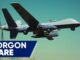 Drone in flight with Gorgon Stare text.