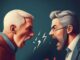 Two men angrily shouting at each other.