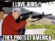 Man aiming rifle with bold text overlay.