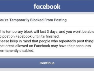Facebook temporary block notification message screen.