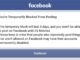 Facebook temporary block notification message screen.