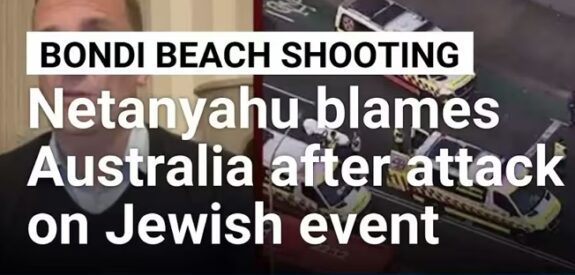 Bondi Beach shooting news headline on screen. Bondi Beach shooting news headline on screen.