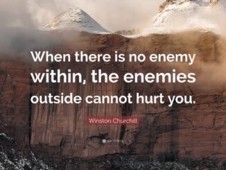 Quote on mountain background about inner strength.