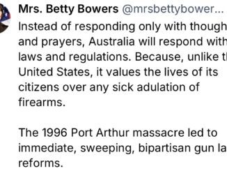 Tweet about Australia's gun law response.