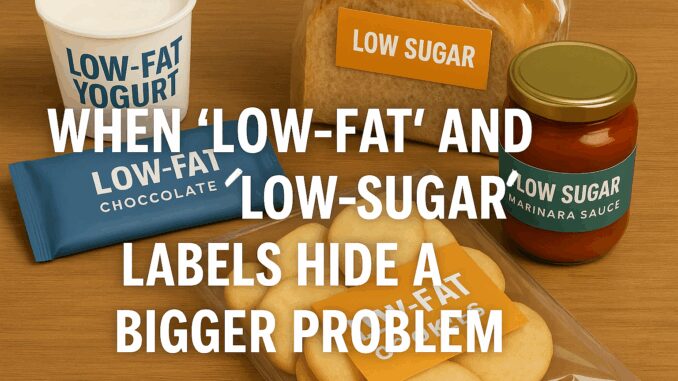 Low-fat and low-sugar labeled food products.