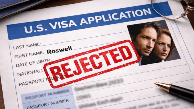 U.S. visa application marked as rejected.