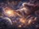 Mythical figure creating the universe in space.