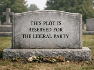 Gravestone with political message in cemetery.