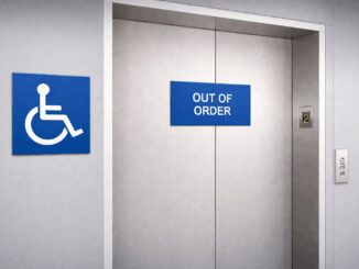 Elevator with out of order sign.