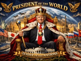 Man in royal attire on throne, globe background.