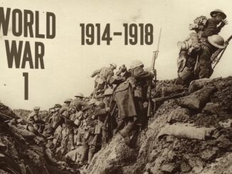 World War I soldiers in a trench.