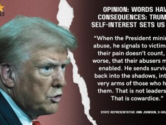 Donald Trump with critical opinion text overlay.
