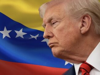 Man in suit with Venezuelan flag background.