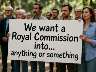 People holding a protest sign outdoors.