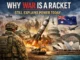 Soldier, explosions, money, landmarks, and military imagery.