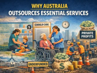 Australia outsourcing essential services illustration.