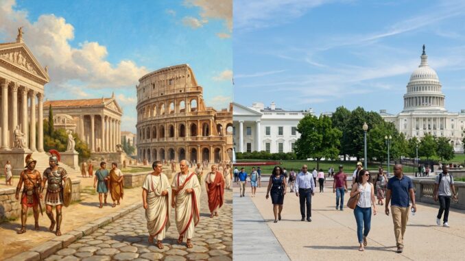 Ancient Rome and modern Washington, D.C. comparison.