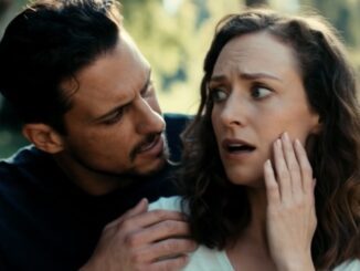 Man and woman in a tense conversation.