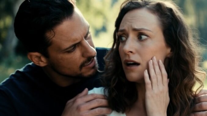 Man and woman in a tense conversation. Man and woman in a tense conversation.