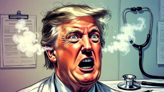 Man with steam coming out, looking frustrated.