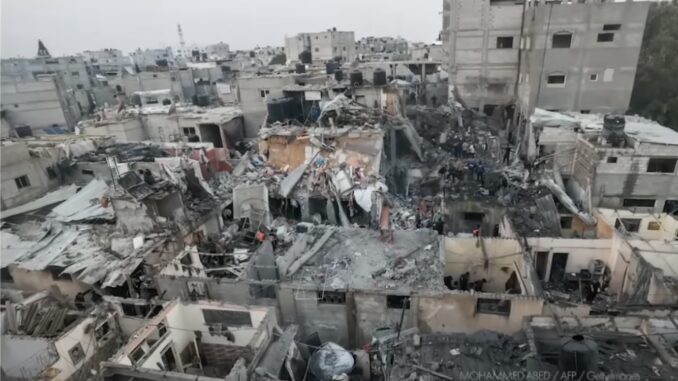 Urban devastation with collapsed buildings and debris. Urban devastation with collapsed buildings and debris.