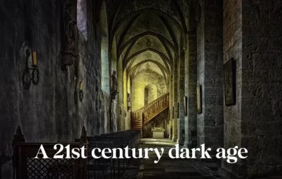 Dark, atmospheric corridor with gothic architecture. Dark, atmospheric corridor with gothic architecture.