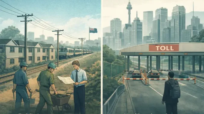 Public investment vs. neoliberal market era illustration.