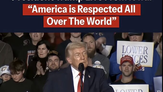 Trump speaking at Iowa rally, crowd listening. Trump speaking at Iowa rally, crowd listening.