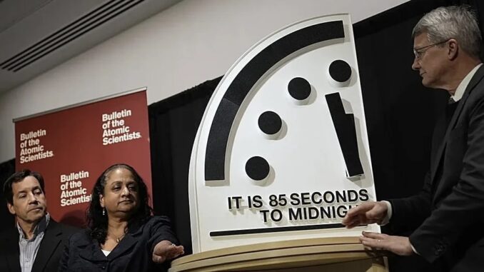 Doomsday Clock set to 85 seconds.