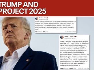 Man with tweets about Project 2025.