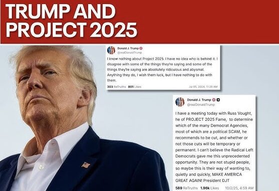 Man with tweets about Project 2025.