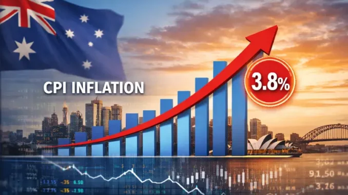 Australian inflation graph with 3.8% increase. Australian inflation graph with 3.8% increase.